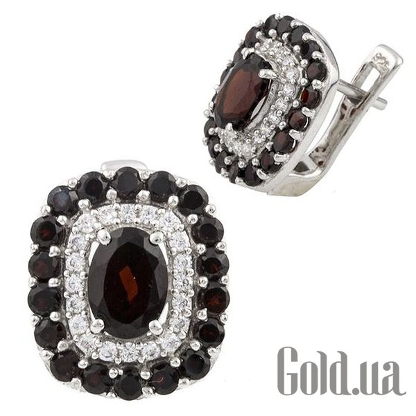 

Серьги Fresh Jewelry, Серебряные серьги с гранатами и куб. циркониями