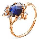 Женское золотое кольцо с бриллиантами и сапфиром, 1554349