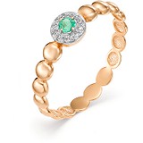 Женское золотое кольцо с бриллиантами и изумрудом, 1603501