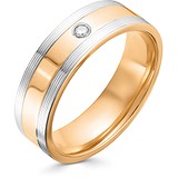 Золотое обручальное кольцо с бриллиантом, 1605805
