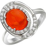Женское серебряное кольцо с куб. циркониями и опалом, 1629101