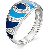 Женское серебряное кольцо с куб. циркониями и эмалью, 1651885
