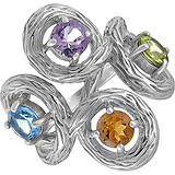 Женское серебряное кольцо с аметистом, топазом, цитрином и хризолитом, 1654701