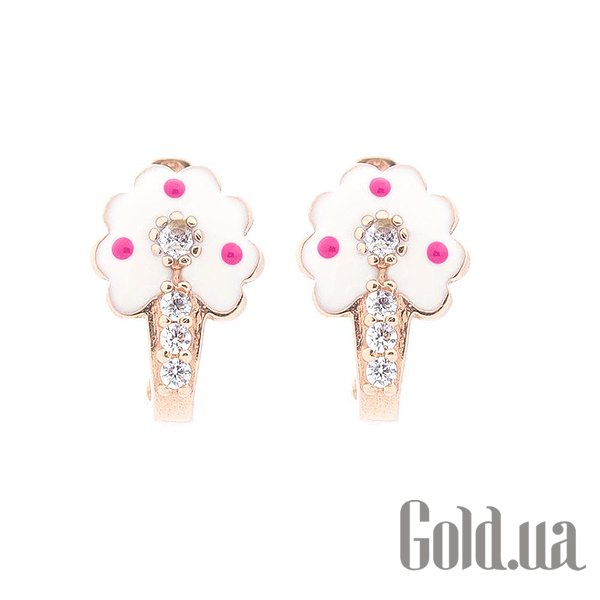 

Детские серьги Украина, Золотые серьги с куб. циркониями и эмалью