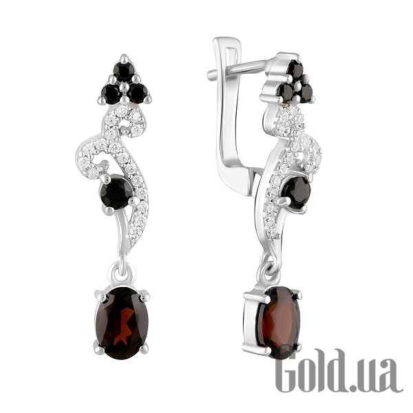 

Серьги с подвесками Fresh Jewelry, Серебряные серьги с куб. циркониями и гранатами
