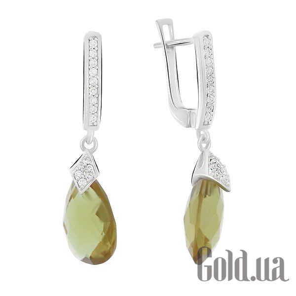 

Серьги с подвесками Fresh Jewelry, Серебряные серьги с куб. циркониями и султанитами