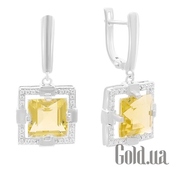 

Серьги с подвесками Fresh Jewelry, Серебряные серьги с куб. циркониями и кварцами
