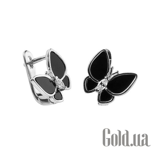 

Серьги Silvex925, Серебряные серьги с куб. циркониями и ониксами