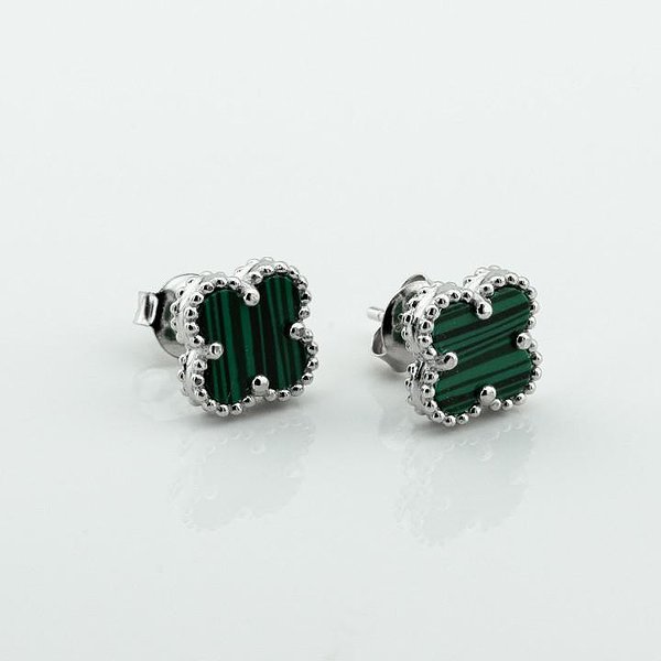 Серебряные серьги с синт. малахитами DIA3203224