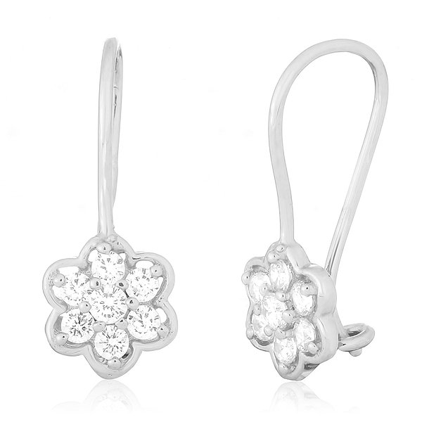 Серебряные серьги  с куб. циркониями