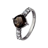 Женское серебряное кольцо с куб. циркониями и раухтопазом, 1524654