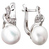 Срібні сережки з культив. перлами і куб. цирконіями, 1533102