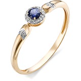 Женское золотое кольцо с бриллиантами и сапфиром, 1553582