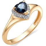 Золотое кольцо с бриллиантами и сапфиром, 1554606