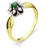 Женское золотое кольцо с бриллиантами и изумрудом, 1554862