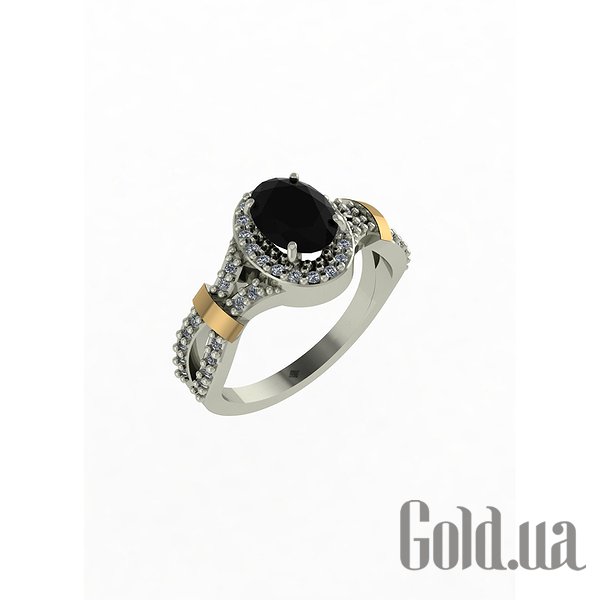 

Женские кольца SW, Женское серебряное кольцо с куб. циркониями и вставками из золота, 21.5