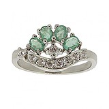 Женское серебряное кольцо с изумрудами и куб. циркониями, 1716910