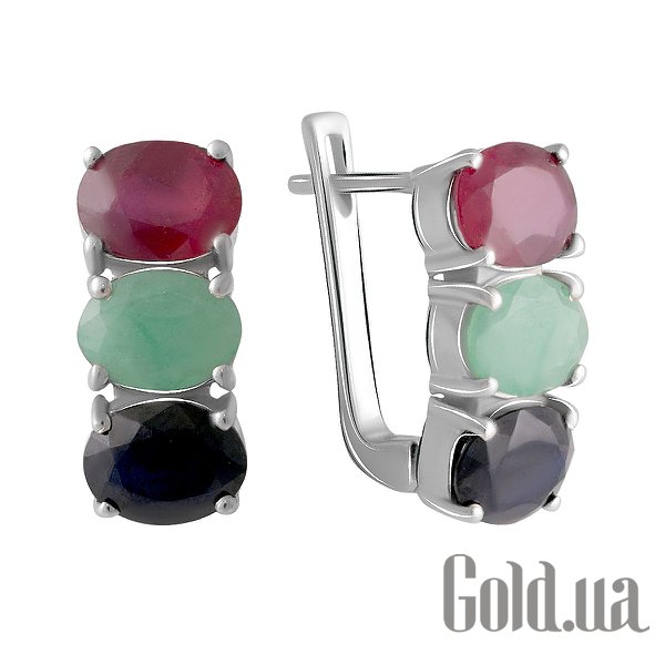 

Серьги Fresh Jewelry, Серебряные серьги с рубинами, сапфирами и изумрудами