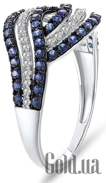 Каблучка Lurie Jewelry Жіноча золота каблучка з куб. цирконіями і синт. сапфірами, 16.5