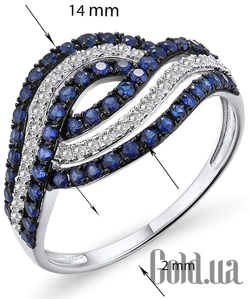 Каблучка Lurie Jewelry Жіноча золота каблучка з куб. цирконіями і синт. сапфірами, 16.5