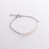 Жіночий срібний браслет з культив. перлами, 1796526