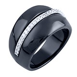 Серебряное обручальное кольцо с керамикой и куб. циркониями, 1528495