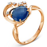 Женское золотое кольцо с бриллиантами и сапфиром, 1554351