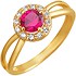 Женское золотое кольцо с куб. циркониями и синт. шпинелью - фото 1