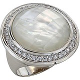 Женское серебряное кольцо с перламутром и куб. циркониями, 1627055