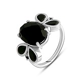 Женское серебряное кольцо с ониксами (2116837), фотографии