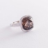 Женское золотое кольцо с бриллиантами и раухтопазом