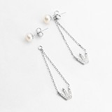 Срібні сережки з перлами та куб. цирконіями, 1783215