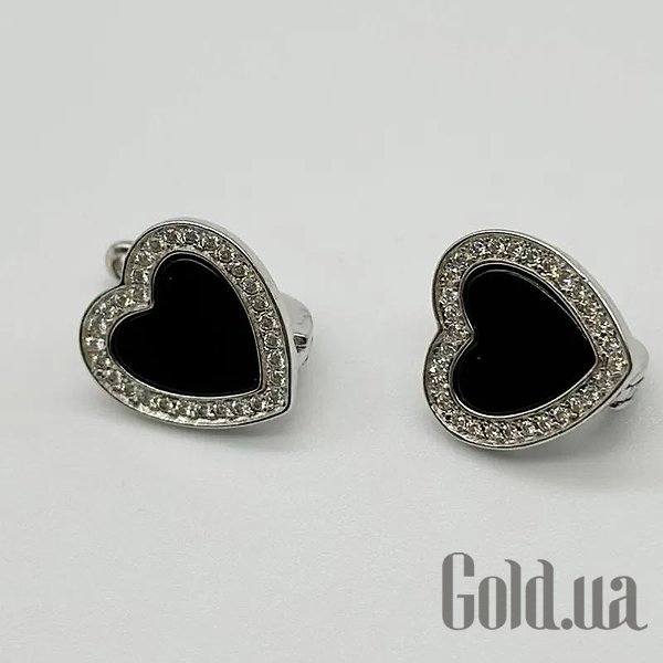 

Серьги Silvex925, Серебряные серьги с куб. циркониями и ониксами