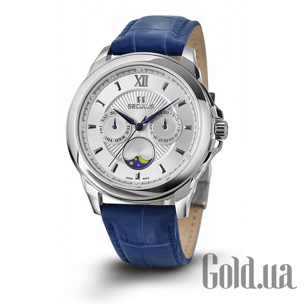 

Швейцарские часы Seculus, Galileo 1004G.4.706 white, ss, blue leather