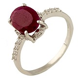 Женское серебряное кольцо с рубином и куб. циркониями (1231333), фотографии