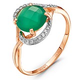Женское золотое кольцо с агатом и бриллиантами, 1554352