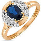 Женское золотое кольцо с бриллиантами и синт. сапфиром, 1554608