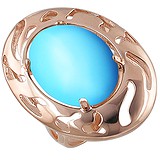 Женское серебряное кольцо с бирюзой в позолоте, 1622448