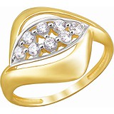 Женское золотое кольцо с куб. циркониями, 1636272