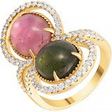 Женское золотое кольцо с бриллиантами и турмалинами, 1673392