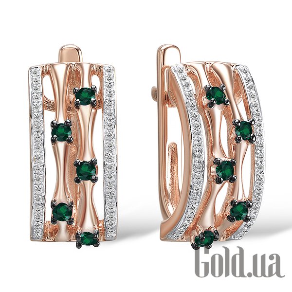 

Серьги Lurie Jewelry, Золотые серьги с бриллиантами и изумрудами