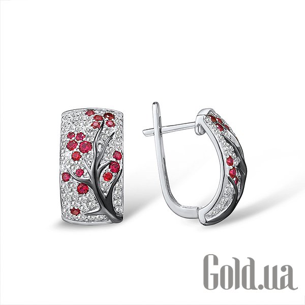 

Серьги Lurie Jewelry, Серебряные серьги с синт. рубинами и куб. циркониями