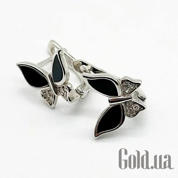 

Серьги Silvex925, Серебряные серьги с куб. циркониями и ониксами