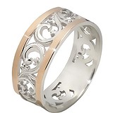 Женское серебряное кольцо со вставкой из золота, 223408
