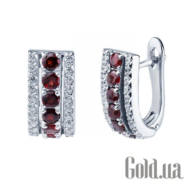 

Серьги Lurie Jewelry, Серебряные серьги с гранатами и куб. циркониями