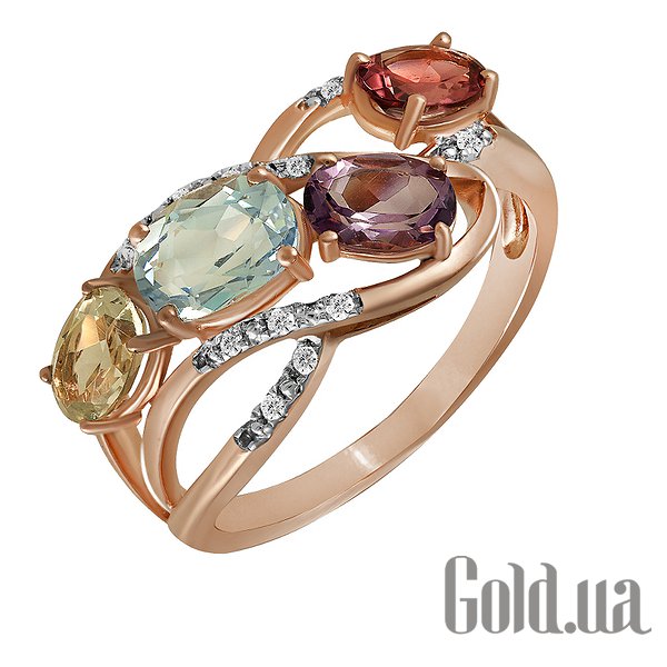 

Кольцо Lurie Jewelry, Женское золотое кольцо с бриллиантами,аметистом, топазом,родолитом и турмалином, 17.5