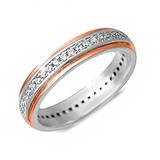 Серебряное обручальное кольцо с куб. циркониями в позолоте, 143025