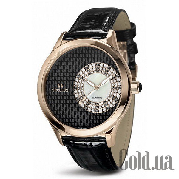 

Женские часы Seculus, Женские часы 1672.2.1063 black-mop, pvd-r crown onyx, black leather