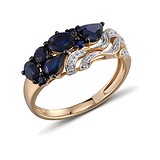 Женское золотое кольцо с бриллиантами и сапфирами, 1551025