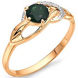 Женское золотое кольцо с бриллиантами и изумрудом, 1554609
